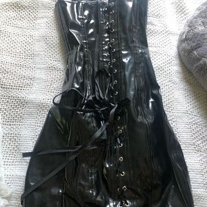 Dollskill Faux Leather Latex Lace Up Dress